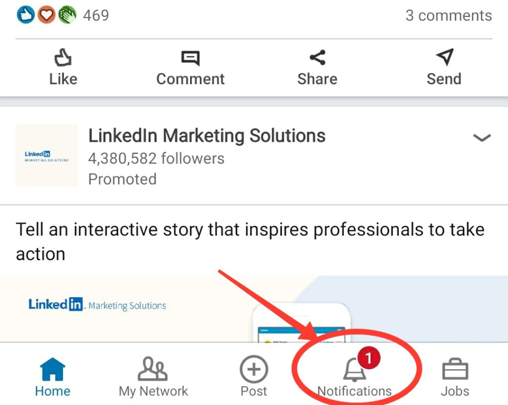 LinkedIn Notifications Icon Highlight