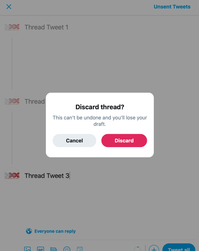 Twitter - Discard Thread Screenshot